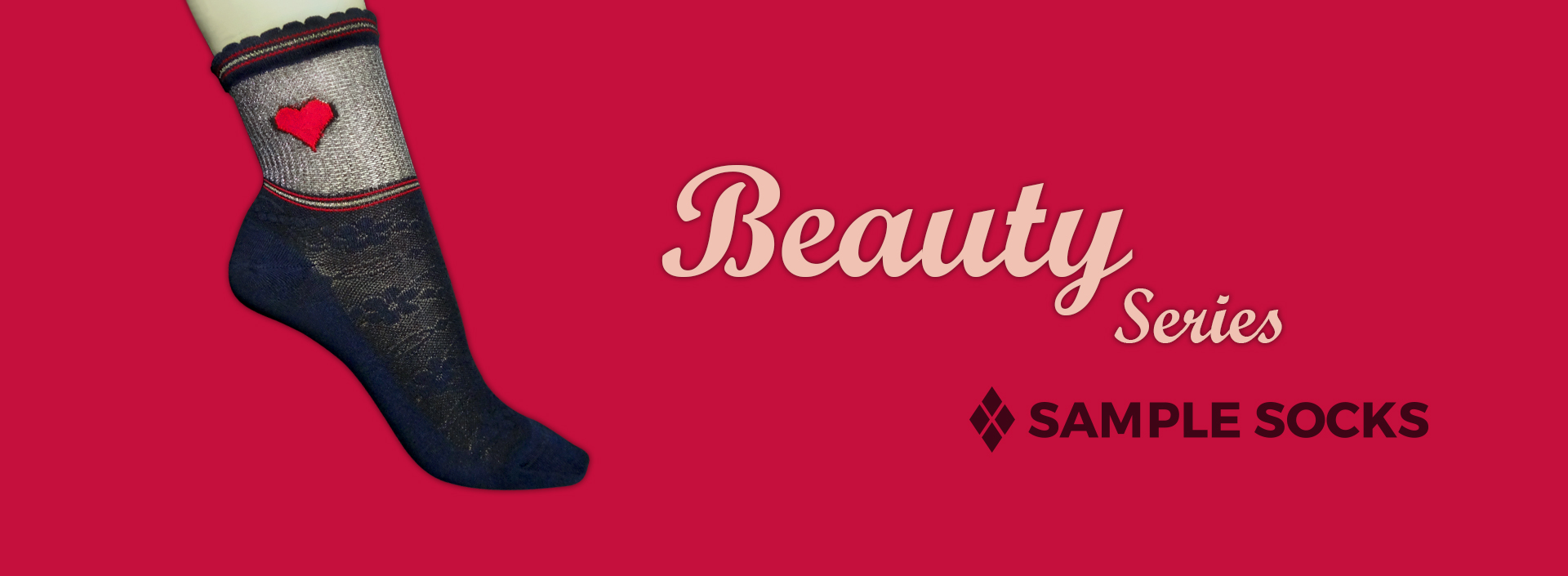 Beauty Series custom sock in red campaign artwork